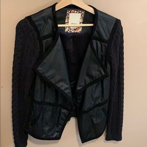 Anthropology Leather/sweater jacket